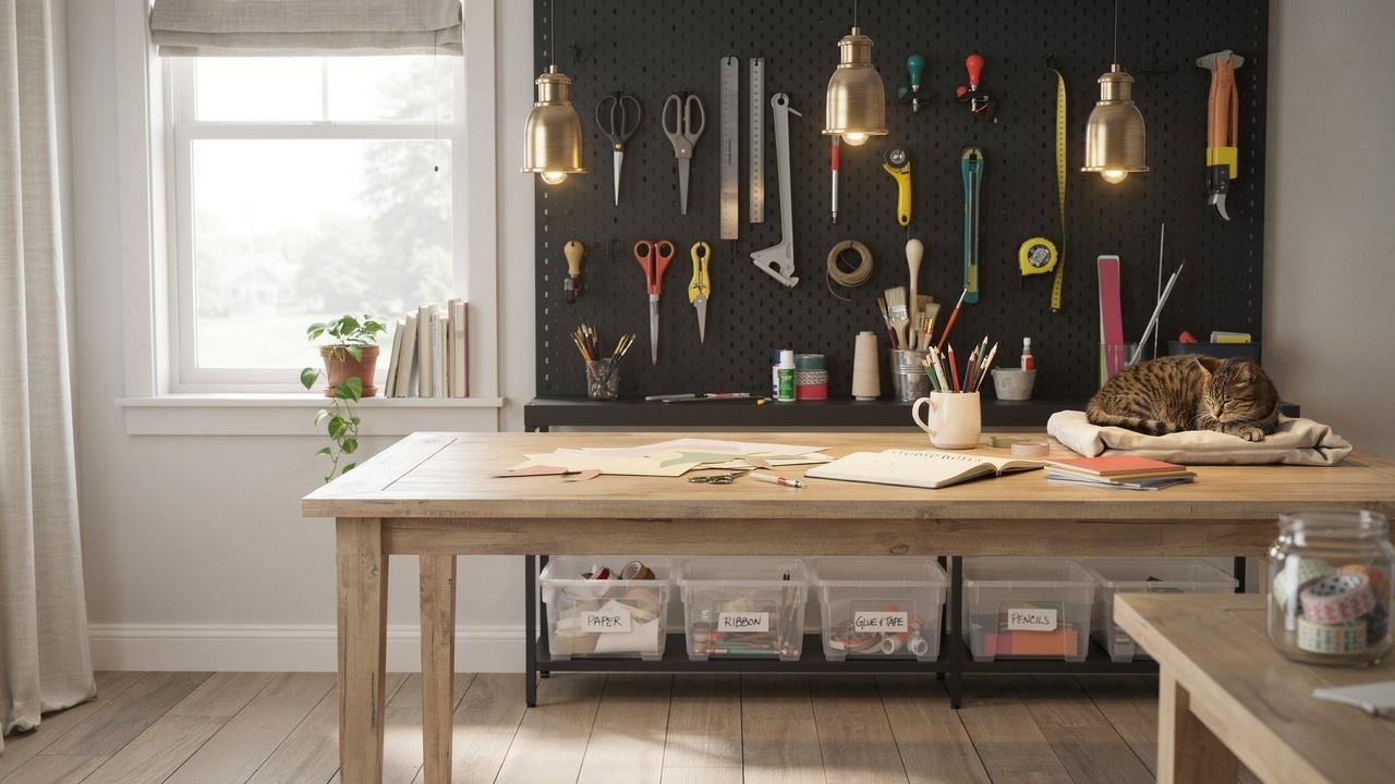 Craft and DIY studio in asmall she shed.