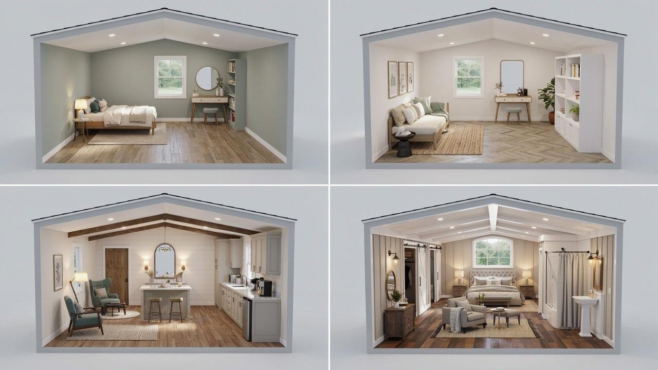 Small she shed layout ideas for different shed sizes.