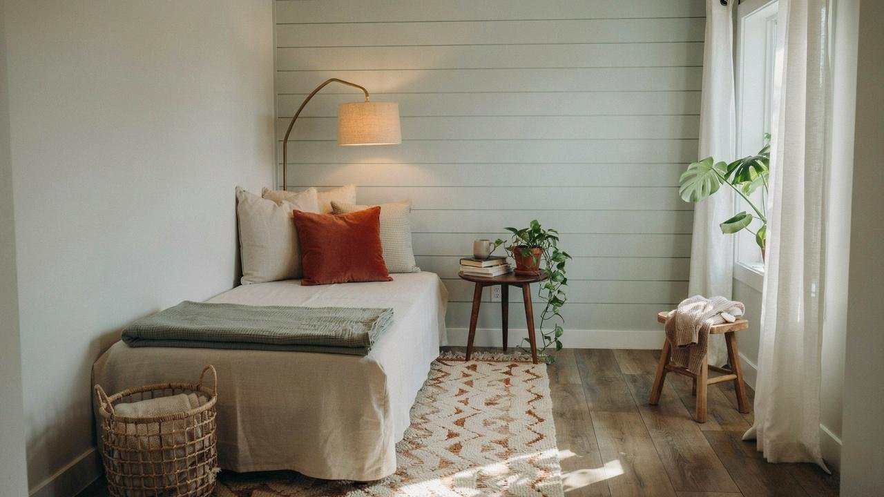 Guest retreat inside asmall she shed.