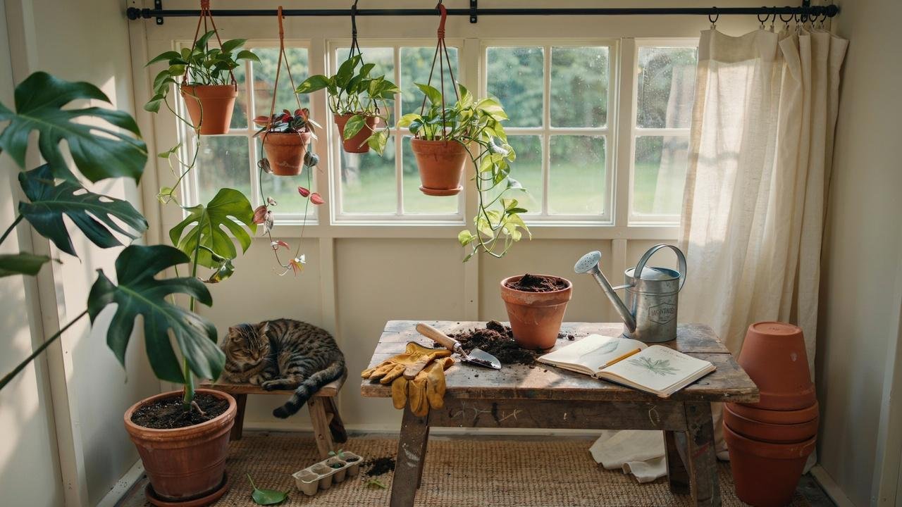 Botanical garden she shed interior.