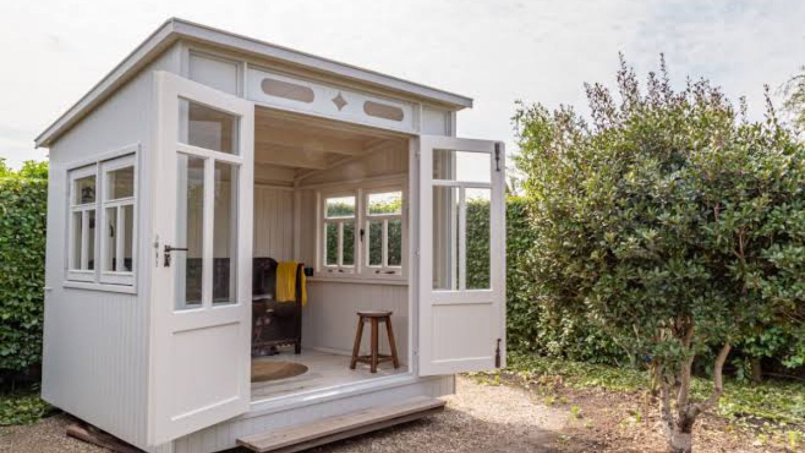 Scandinavian-style small she shed.