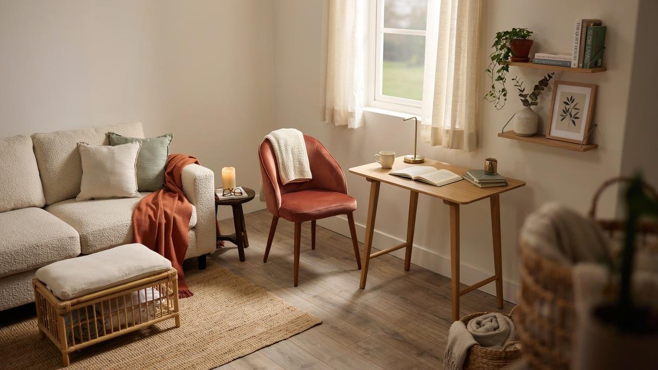Space-saving furniture for asmall she shedinterior.