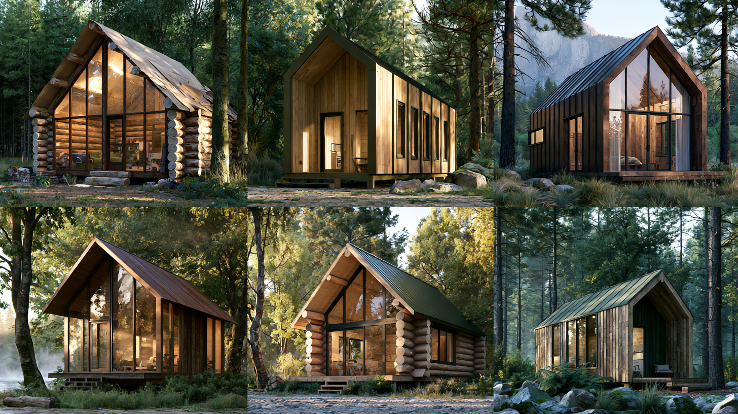 Different methods used to build log cabins.