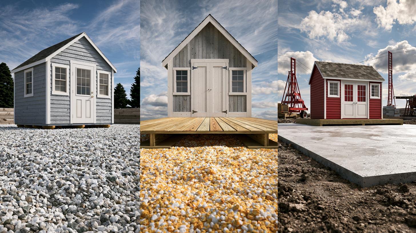 Different foundation types used for various shed sizes.